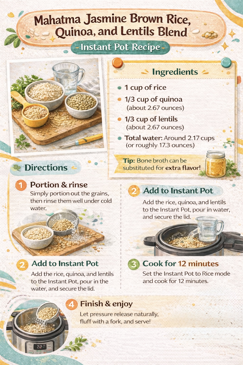 Jasmine Brown Rice, Quinoa, and Lentils